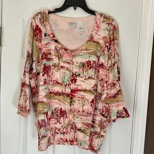 Emma James, a Liz Claiborne Co. Multicolor Print Sweater Top 2X